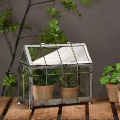 Esschert Design Terrariums Et Compositions | - Mini serre fer et verre 29 cm longueur