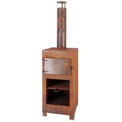 Esschert Design - Poêle de terrasse avec four à pizza rouille Discount