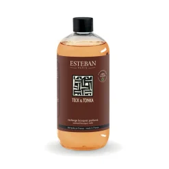 Esteban Bougies, Senteurs Et Bien-Être | - Recharge pour bouquet parfumé Teck et Tonka - flacon de 500 ml
