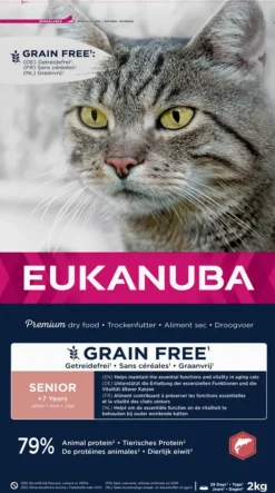 Eukanuba - - croquettes sans céréales au saumon pour chat senior 2kg Clearance