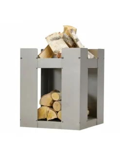 Farm Cook Chauffage D’Extérieur | - Cheminée de jardin carré be 50x50 cm acier avec rangement bois-acier rouillé---acier rouillé