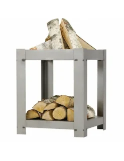 Farm Cook Chauffage D’Extérieur | - Cheminée de jardin carré en acier balane 50x50 cm avec range bûches-acier noir sablé-50 ---acier noir sablé