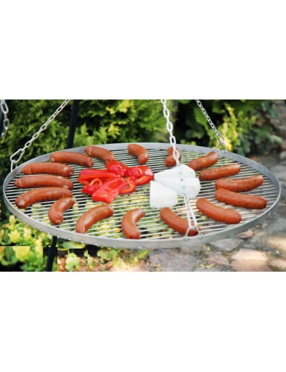 Farm Cook - Grille ronde à suspendre pour brasero en acier-ø 50cm-acier inoxydable---acier inoxydable Sale