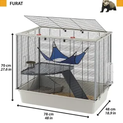 NA Ferplast cage confortable pour fûrets et rats furat, strucutre à plusieurs niveaux avec accessoires inclus, angles renforcés, Clearance