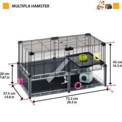 NA Cages Et Accessoires | Ferplast - cage hamster - cage souris - cage hamster grande - grillage métallique - avec accessoires - modulaire - multipla