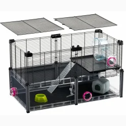 NA Cages Et Accessoires | Ferplast - cage hamster - cage souris - cage hamster grande - grillage métallique - avec accessoires - modulaire - multipla