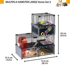 NA Cages Et Accessoires | Ferplast - cage hamster - cage souris - cage hamster grande - grillage métallique - avec accessoires - modulaire - multipla