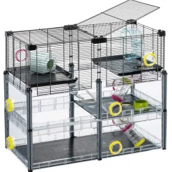 NA Cages Et Accessoires | Ferplast - cage hamster - cage souris - cage hamster grande - grillage métallique - avec accessoires - modulaire - multipla