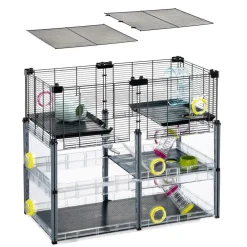 NA Cages Et Accessoires | Ferplast - cage hamster - cage souris - cage hamster grande - grillage métallique - avec accessoires - modulaire - multipla