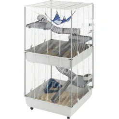 NA Ferplast cage pour fûrets furet tower, structure verticale sur plusieurs étages, roues et accessoires inclus, métal vernis gris et Best