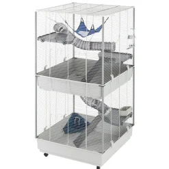 NA Ferplast cage pour fûrets furet tower, structure verticale sur plusieurs étages, roues et accessoires inclus, métal vernis gris et Best