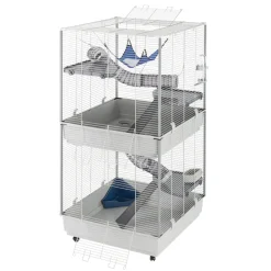 NA Ferplast cage pour fûrets furet tower, structure verticale sur plusieurs étages, roues et accessoires inclus, métal vernis gris et Best