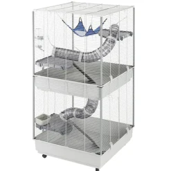 NA Ferplast cage pour fûrets furet tower, structure verticale sur plusieurs étages, roues et accessoires inclus, métal vernis gris et Best