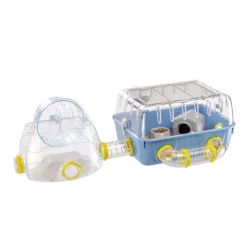NA Cages Et Accessoires | Ferplast cage pour hamsters combi 2, habitat pour petits rongeurs, plastique robuste, toit avec grille qui s'ouvre, tunnel et