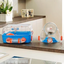 NA Cages Et Accessoires | Ferplast cage pour hamsters combi 2, habitat pour petits rongeurs, plastique robuste, toit avec grille qui s'ouvre, tunnel et