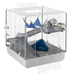 NA Cages Et Accessoires | Ferplast cage pour rongeurs furet xl pour furets, chinchillas, en métal, accessoires inclus : mangeoire, abreuvoir, coin wc,