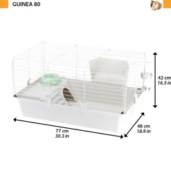 Ferplast - Cage spacieuse pour cochons d'inde cavie 80, système de fermeture sécurité, accessoires inclus, en métal vernis gris et plastique Discount