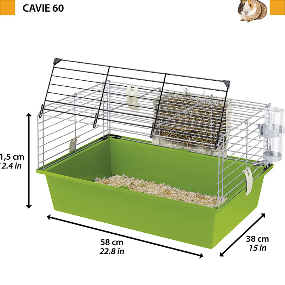 NA Cages Et Accessoires | Ferplast cavie 60 cage pour rongeurs pour cochons d'inde, cochons d'inde, en métal, accessoires inclus : mangeoire, abreuvoir.