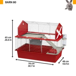 Ferplast - Clapier barn 80 78x48x65 cm rouge Discount