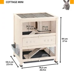 NA Ferplast clapier d'intérieur cottage mini, cochons d'inde, bois fsc, structure à 2 étages, accessoires inclus Discount