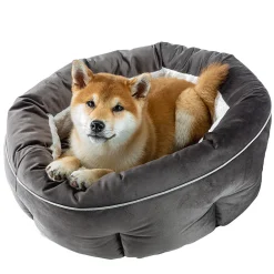 NA Paniers, Transports Et Chatières | Ferplast couchage arrondi pour chiens et chats marquis 45, lit pour animaux, velours doux, lavable, ø 45 x 16 cm, gris