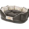 NA Niches, Paniers Et Transports | Ferplast couchage rembourré pour chats et chiens charles 70, divan avec coussin, sofa pour animaux, écossais, velours doux,