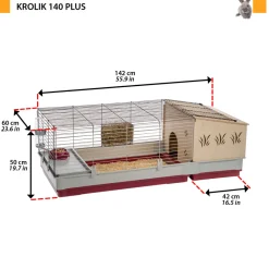 Ferplast Cages Et Accessoires | - - cage cochon d'inde - cage lapin - maison lapin - clapier lapin - accessoires inclus - ouvrant et modulable 142 x 60 x h