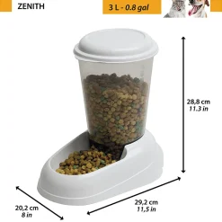 Ferplast Gamelles Et Autres Accessoires | - distributeur de croquettes pour chiens et chats zenith, 3 litres, distributeur de croquettes pour animaux, fond