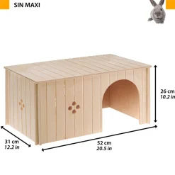 NA Ferplast maison lapin, accessoire pour cage lapin, avec toit plat et trous d'aération, en kit de montage, 52 x 31 x h 26 cm, sin New