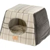 NA Ferplast, maisonnette pour chats d'intérieur edinburgh, couchage avec coussin, lit pour chats, écossais, velours doux, lavable, Online