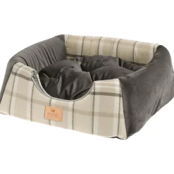 NA Ferplast, maisonnette pour chats d'intérieur edinburgh, couchage avec coussin, lit pour chats, écossais, velours doux, lavable, Online