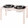 NA Gamelles Et Autres Accessoires | Ferplast support de gamelle pour chien desco wood, avec 2 gamelle en acier inoxydables - élégante gamelle en bois surélevée et
