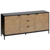 5 Five Simply Smart Mobilier D'Intérieur | - 5five - buffet "chevrons" 2 portes 3 tiroirs effet pin naturel 160x75cm