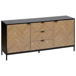 5 Five Simply Smart Mobilier D'Intérieur | - 5five - buffet "chevrons" 2 portes 3 tiroirs effet pin naturel 160x75cm