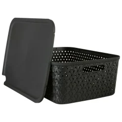 5 Five Simply Smart Mobilier D'Intérieur | - 5five - panier "tressy" en plastique noir 15l