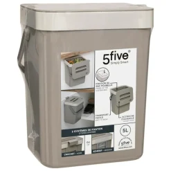 5 Five Simply Smart Entretien De La Maison | - 5five - poubelle de compost 5l en plastique taupe