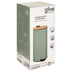 5 Five Simply Smart Entretien De La Maison | - 5five - poubelle couvercle bambou 30l "modern color" vert