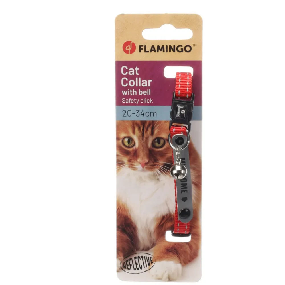 Flamingo - Collier jaggo rouge avec bande "my home" pour chat Sale