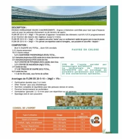 Florivert Engrais | - Engrais starter flori er 20-5-10 3 mgo 1 fe (3/4) 25kg, idéal relance printemps - neg01810