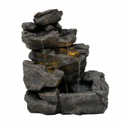 NA Bassins Et Fontaines | Fontaine de jardin rustic rapids avec éclairage led blanc chaud & brosse à nettoyage
