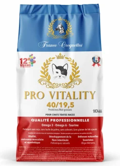 France Croquettes - Croquette pour chat adulte pro vitality 40/19,5 – 10kg – non sterilisé – Hot