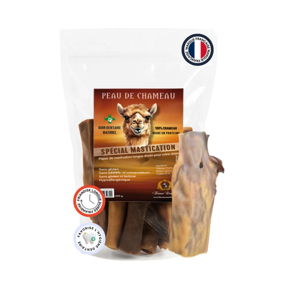 France Croquettes - Peau de chameau 400gr (mastication longue/hypoallergenique) friandise pour chien - Outlet