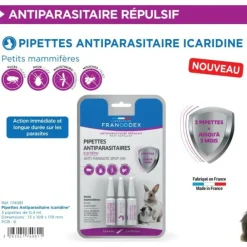 Francodex Hygiène Et Soins | - 3 pipettes antiparasitaires protection renforcée pour rongeurs