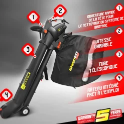 Gardeo - Aspirateur souffleur broyeur 3000w 15500t/min - pro Clearance
