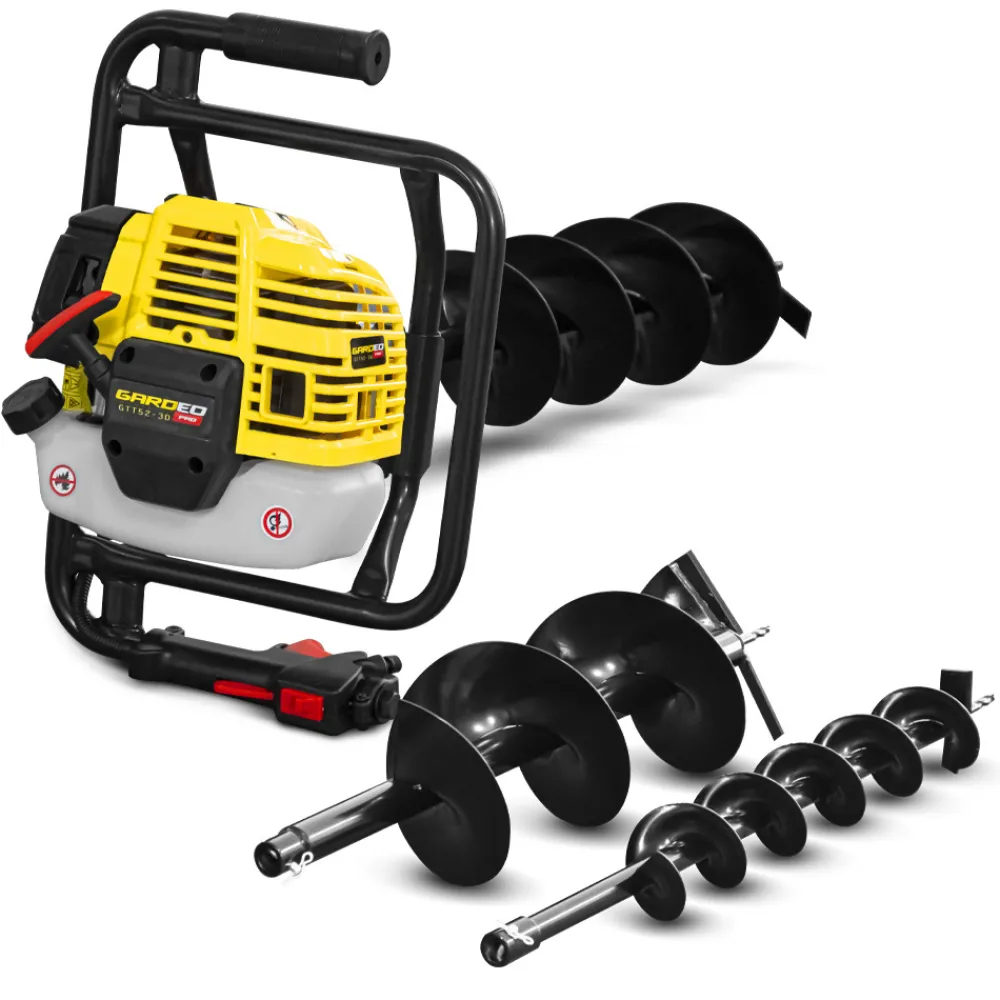 Gardeo Pro - Tarière thermique 52cc + 3 mèches 100 - 150 et 200mm - gardeo Online