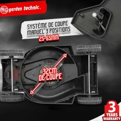 Gefroy Tondeuses | - Kit 2 en 1 tondeuse 1300w coupe 32 cm + coupe bordures 250w elem technic - tde3213cbe22 - capacité du bac récolteur: 30 l