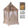 Générique GÉNÉRIQUE - Lanterne led taillée en bois 6,5x6,5x12cm Online