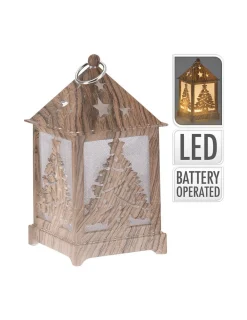 Générique GÉNÉRIQUE - Lanterne led taillée en bois 6,5x6,5x12cm Online
