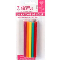 Graine Créative Peinture Et Beaux-Arts | GRAINE CRÉATIVE - 20 bâtonnets de colle pour pistolet à colle ø 7 mm - couleurs