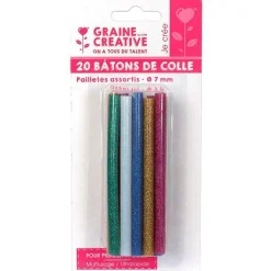 Graine Créative GRAINE CRÉATIVE - 20 bâtonnets de colle pour pistolet à colle ø 7 mm - couleurs à paillettes Outlet